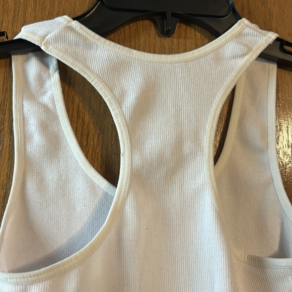 Diamante White Ribbed Razorback Tank Top - Picture 7 of 8